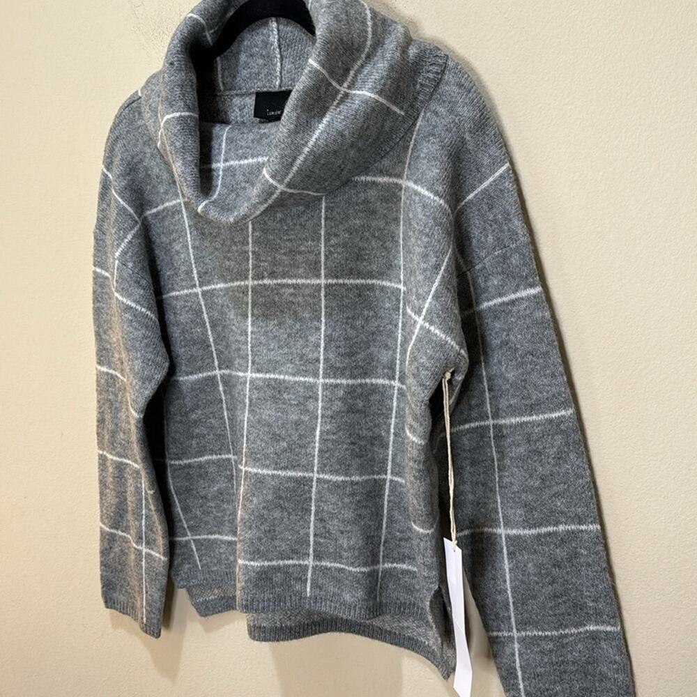 Lumiere Gray Turtleneck Grid Sweater Size S - Picture 5 of 6